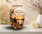 cardinal sunset lake cremation urn for human ashes, handmade aluminum memorial urn – photo 5