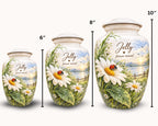 daisy ladybug lake cremation urn for human ashes, handmade aluminum memorial urn – photo 2