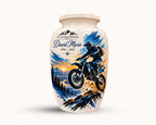 dirt bike motocross cremation urn for human ashes, handmade aluminum memorial urn – photo 2
