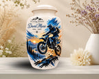 dirt bike motocross cremation urn for human ashes, handmade aluminum memorial urn – photo 4