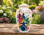 musician music lover cremation urn for human ashes, handmade aluminum memorial urn – photo 4