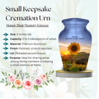 sunflower sunrise cremation urn for human ashes, handmade aluminum memorial urn – photo 3