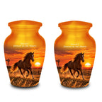 galloping horse western sunset cremation urn for human ashes, handmade aluminum memorial urn – photo 8