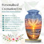 angel wings golden shore cremation urn for human ashes, handmade aluminum memorial urn – photo 2