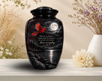 red cardinal moonlight cremation urn for human ashes, handmade aluminum memorial urn – photo 2