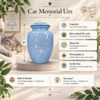 blue paw print star cremation urn for pet ashes, handmade aluminum memorial urn – photo 2