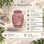 sleeping cat cherry blossom cremation urn for pet ashes, handmade aluminum memorial urn – photo 5