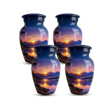 mountain sunset lake cremation urn for human ashes, handmade aluminum memorial urn – photo 7