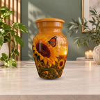 sunflower monarch butterfly cremation urn for human ashes, handmade aluminum memorial urn – photo 10