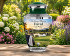 golf lake clubs cremation urn for human ashes, handmade aluminum memorial urn – photo 2