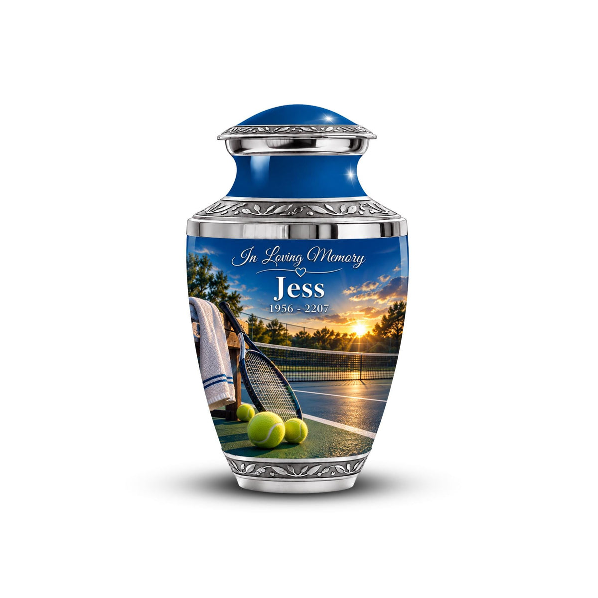 golf course lakeside cremation urn for human ashes, handmade aluminum memorial urn – photo 5