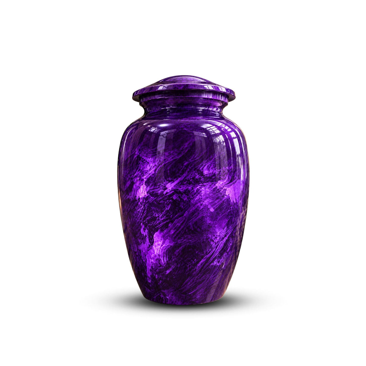purple marble cremation urn for human ashes, handmade aluminum memorial urn – photo 1